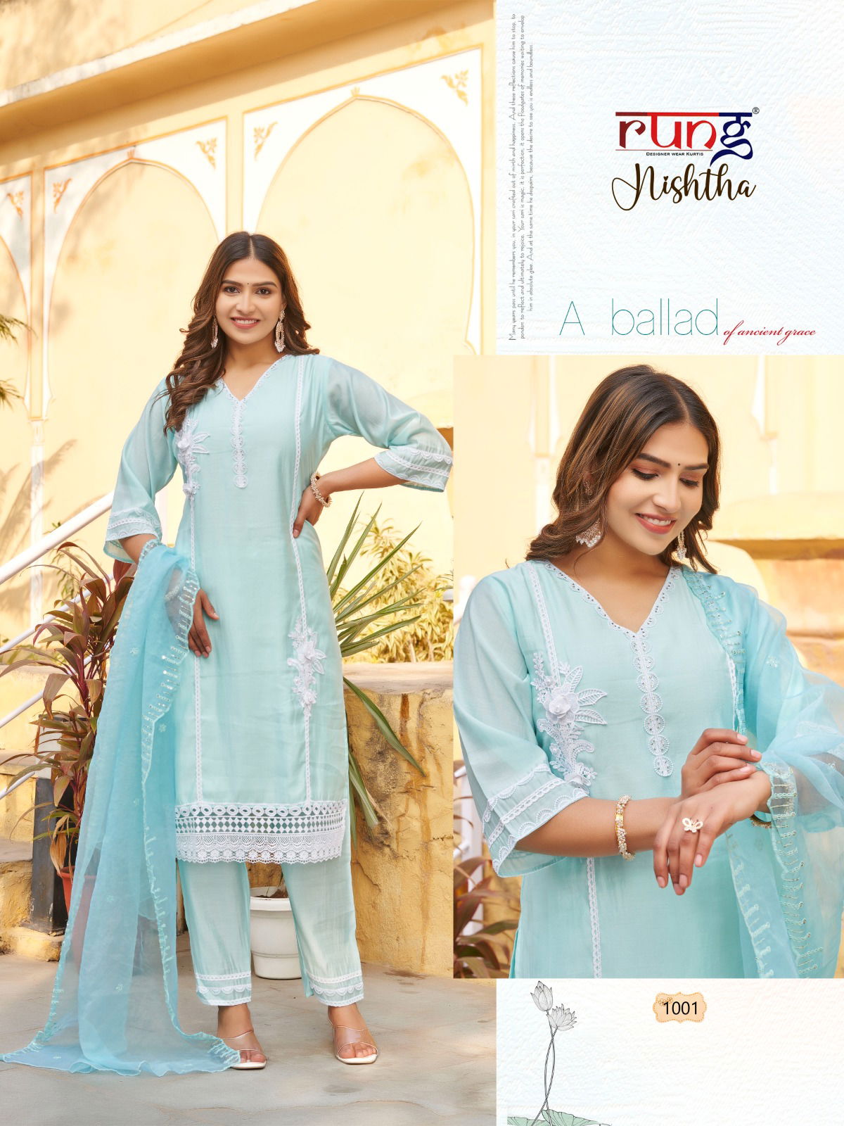 Nishtha By Rung 1001 To 1006 Roman Silk Readymade Suits Wholesale Suppliers In India